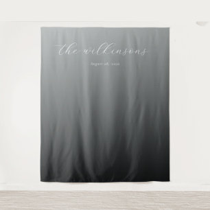 Elegant Grey Calligraphy Tapestry