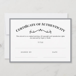 Elegant Grey Certificate of Authenticity