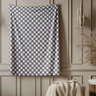 Elegant Grey Chequered Blanket for Home Decor