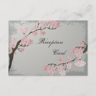 Elegant Grey Cherry Blossom Wedding Reception Card