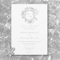 Elegant Grey Chinoiserie Bird & Crest Wedding