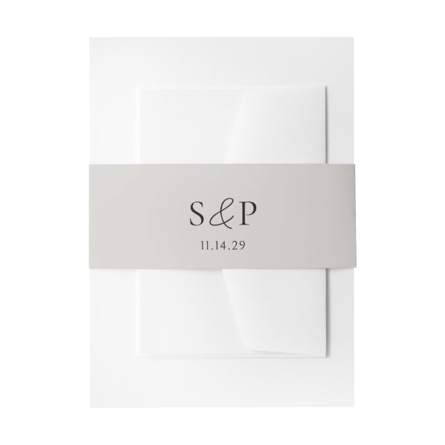 Elegant Grey Classic Wedding Invitation Belly Band (Front Example)