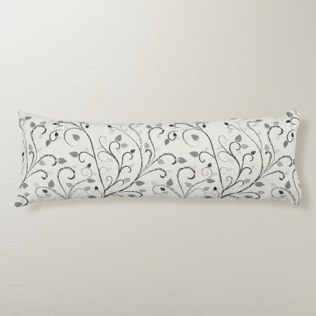 Elegant grey contrast leaf pattern body cushion (Front)