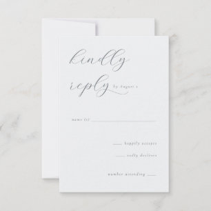Elegant Grey Cursive RSVP Card