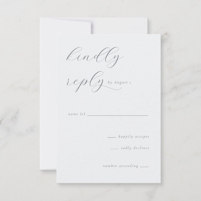 Elegant Grey Cursive RSVP Card (Front)
