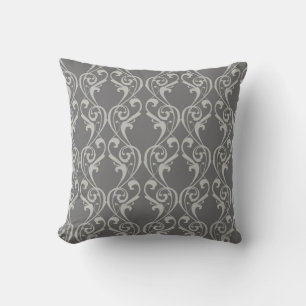 Elegant Grey damask-inspired patterned Throw Pillo Cushion