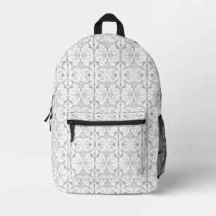Elegant Grey Damask Pattern Backpack