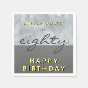 Elegant Grey Eighty Script Happy 80th Birthday Napkin