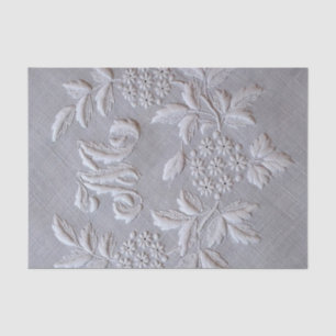 Elegant Grey Embroidery Floral Monogram letter M Tissue Paper