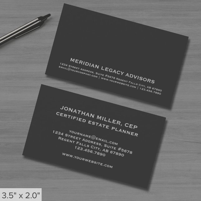 Elegant Grey Estate Planner Business Card (Creator Uploaded)