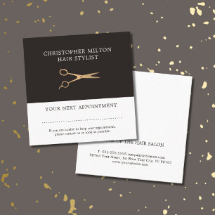 Elegant Grey Faux Gold Hairstylist Appointment Card