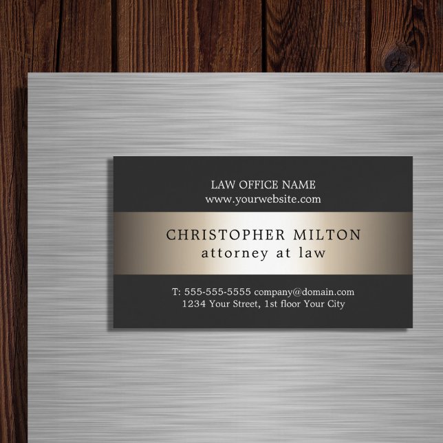 Elegant Grey Faux Gold Stripe Attorney at law Magnetic Business Card (Creator Uploaded)
