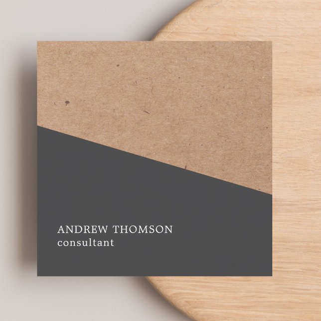 Elegant Grey Faux Kraft Geometric Consultant Square Business Card (Creator Uploaded)