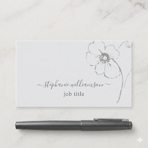 Elegant Grey Floral Botanical Line Art Business Card