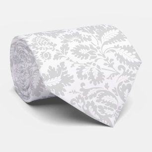 Elegant Grey Floral Botanical Tie