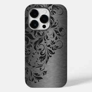 Elegant Grey Floral Lace On Grey Case-Mate iPhone 14 Pro Case
