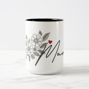 Elegant Grey Floral Mum Mug Gift