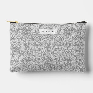 Elegant Grey Floral Pattern Accessory Pouch