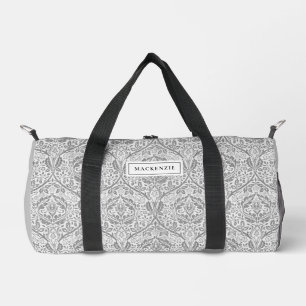 Elegant Grey Floral Pattern Duffle Bag