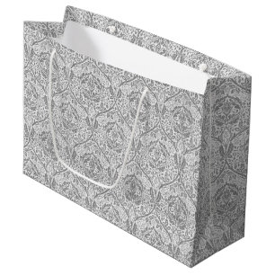 Elegant Grey Floral Pattern Large Gift Bag