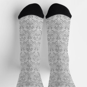 Elegant Grey Floral Pattern Socks