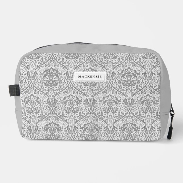 Elegant Grey Floral Pattern Toiletry Bag (Front)