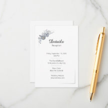 Elegant Grey Floral Wedding Details Enclosure Card
