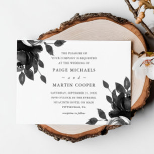 Elegant Grey Floral Wedding Invitation