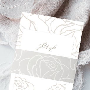 Elegant Grey Floral Wedding Invitation Belly Band