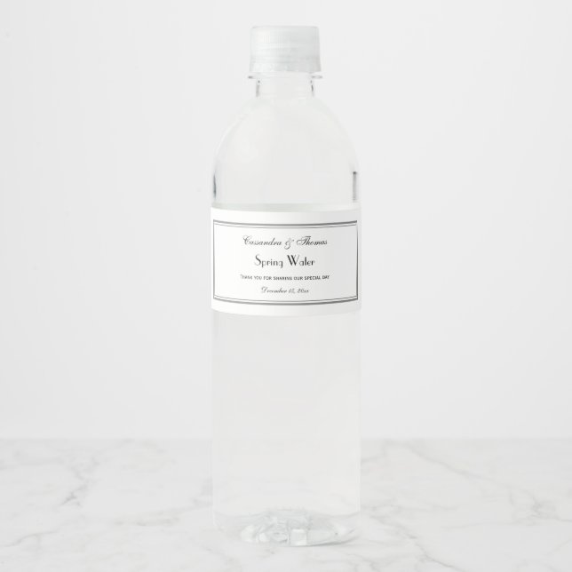 Elegant Grey Framed H Water Bottle Label (Front)