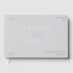 Elegant Grey Geometric Accents Guest Book