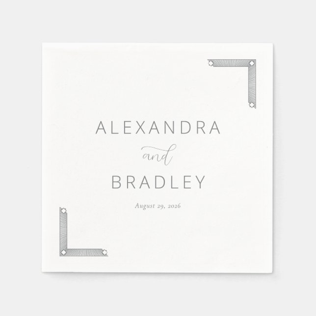 Elegant Grey Geometric Accents Napkin (Front)