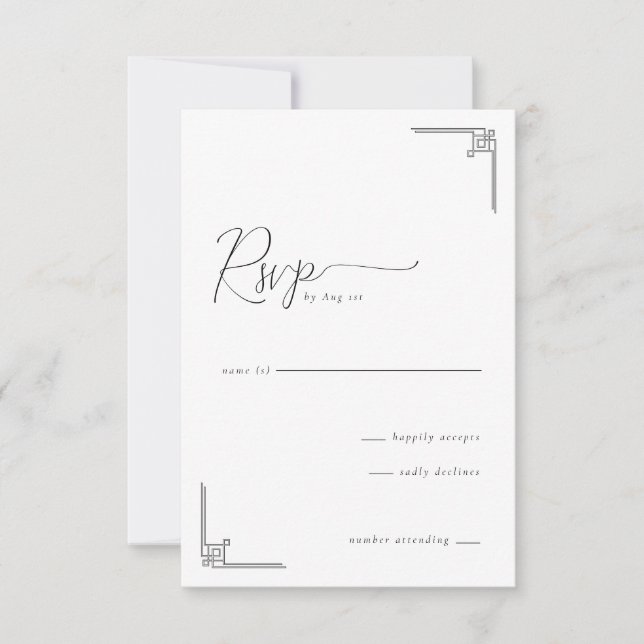 Elegant Grey Geometric RSVP Card (Front)