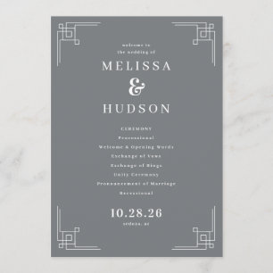 Elegant Grey Geometric Wedding Ceremony Programme