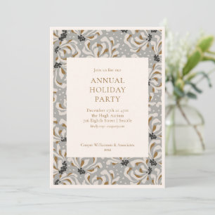 Elegant Grey Gold Botanical Office Holiday Party Invitation