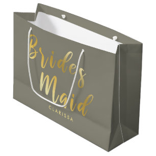 Elegant grey & gold bridesmaid large gift bag