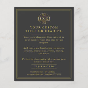 Elegant Grey & Gold Business Logo Promotional Flyer