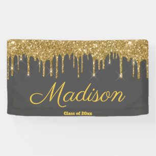 Elegant Grey & Gold Graduation Party Class of 2024 Banner