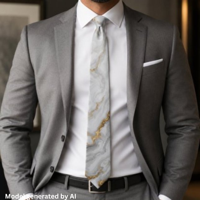 Elegant Grey Gold Marble Tie (Creator Uploaded)