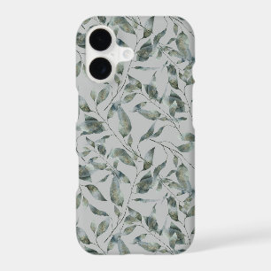 Elegant Grey & Gold Watercolor Leaf Pattern