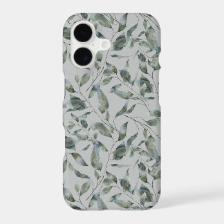 Elegant Grey & Gold Watercolor Leaf Pattern