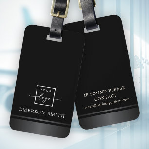Elegant grey gradient border add logo black luggage tag
