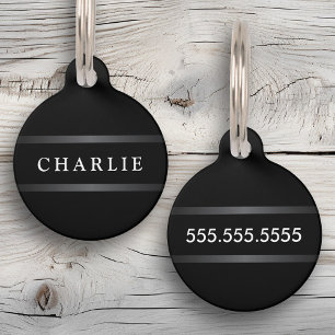 Elegant grey gradient borders name phone number pet tag