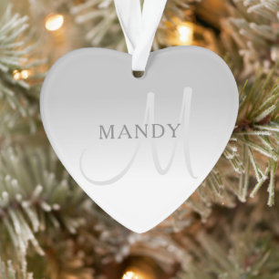 Elegant Grey Gradient Customisable Monogram Ornament
