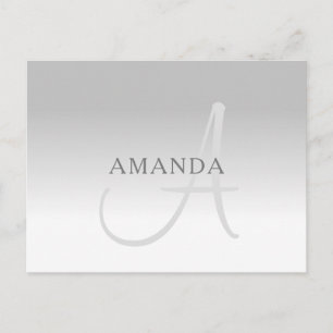 Elegant Grey Gradient Customisable Monogram Postcard