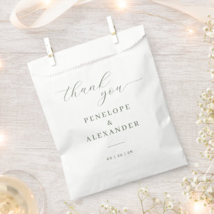 Elegant Grey Green Calligraphy Favour Bags