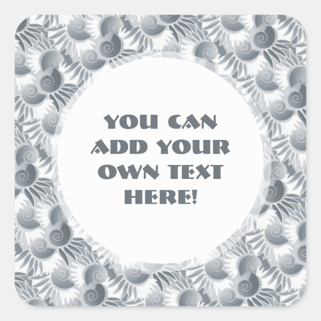 Elegant Grey Green Pewter Art Deco Roaring 20s Square Sticker (Front)