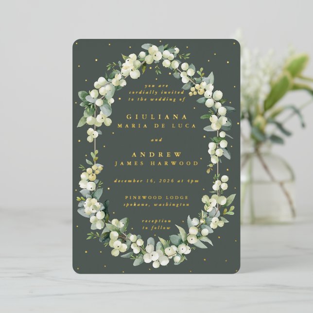 Elegant Grey Green Snowberry+Eucalyptus Wedding (Standing Front)