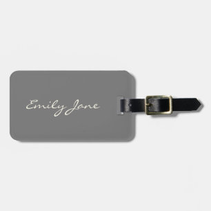 Elegant Grey Handwritten Script Name Custom Luggage Tag