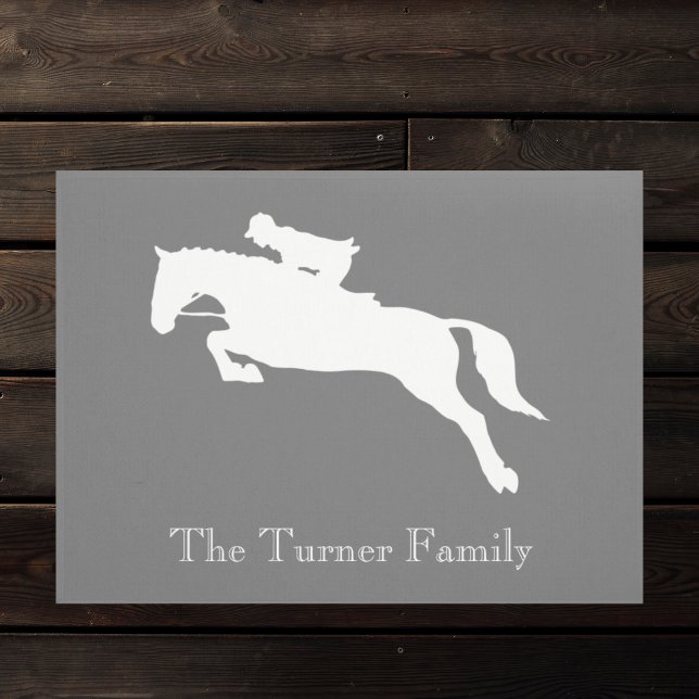 Elegant grey horse equestrian show jumper doormat (Creator Uploaded)